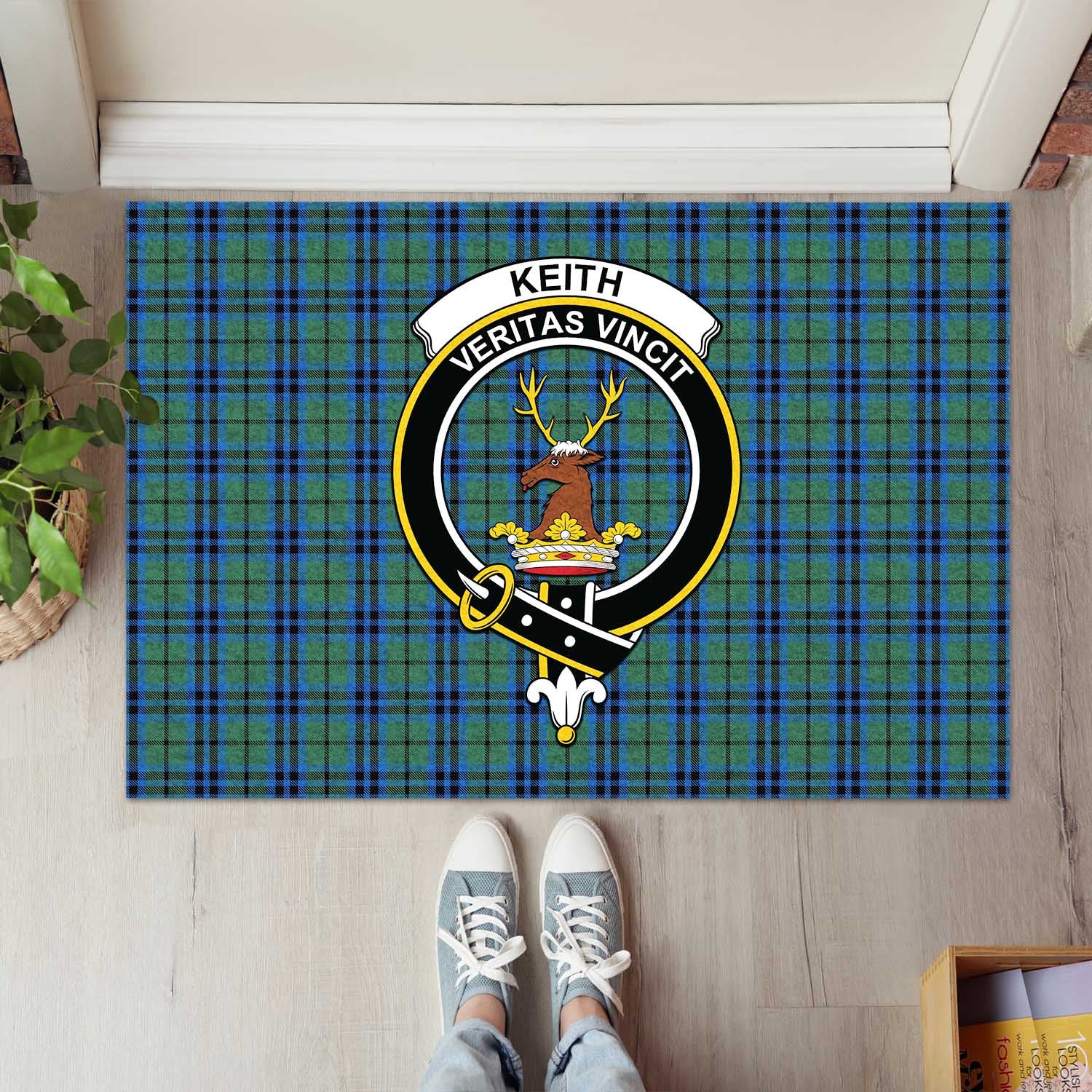 Keith Tartan Door Mat with Family Crest - Tartanvibesclothing