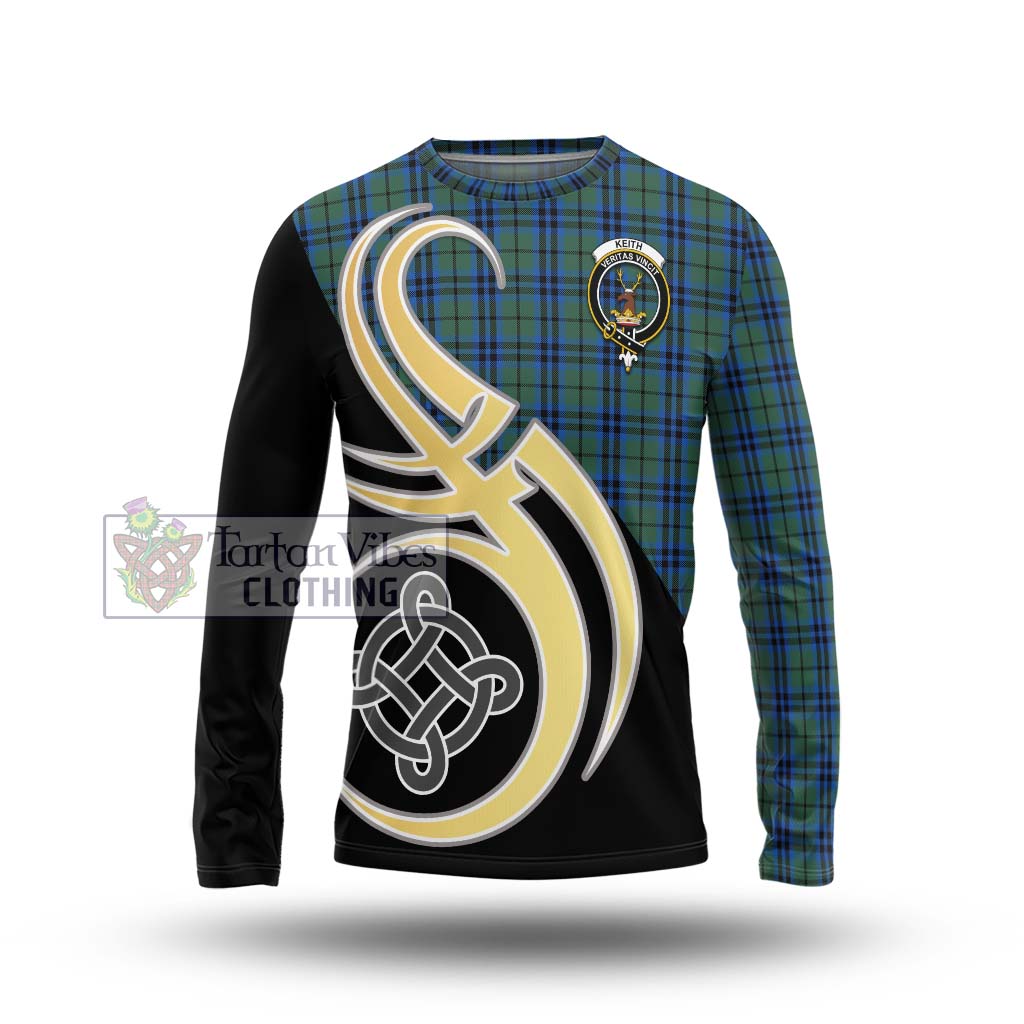 Keith Tartan Long Sleeve T-Shirt with Family Crest and Celtic Symbol Style Unisex - Tartan Vibes Clothing