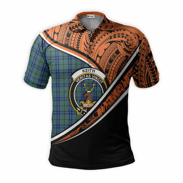 Keith Crest Tartan Polo Shirt with Polynesian Vibes Style - Orange Version