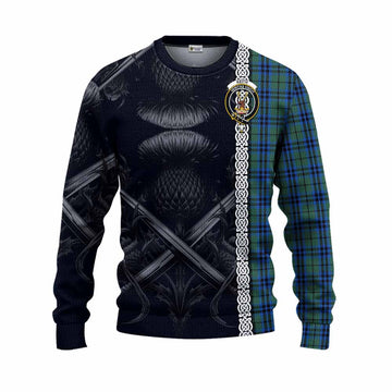 Keith Tartan Knitted Sweater with Family Crest Cross Sword Thistle Celtic Vibes