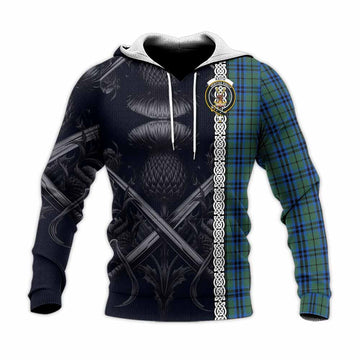 Keith Tartan Knitted Hoodie with Family Crest Cross Sword Thistle Celtic Vibes