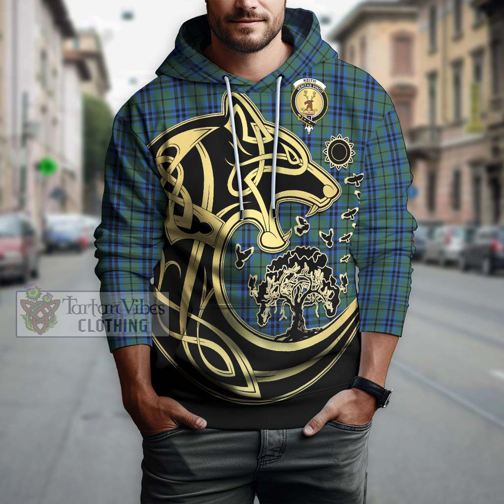 Keith Tartan Hoodie with Family Crest Celtic Wolf Style Zip Hoodie - Tartan Vibes Clothing