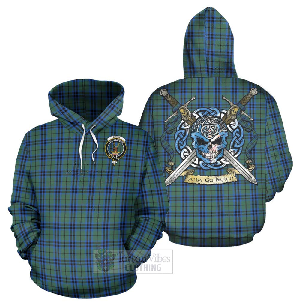 Tartan Vibes Clothing Keith Tartan Hoodie with Family Crest Celtic Skull Style