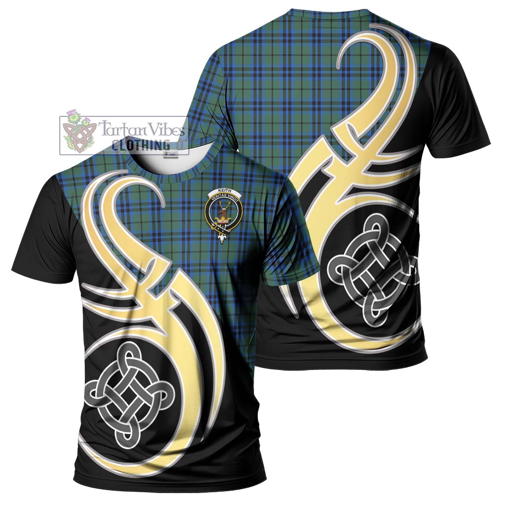 Tartan Vibes Clothing Keith Tartan T-Shirt with Family Crest and Celtic Symbol Style