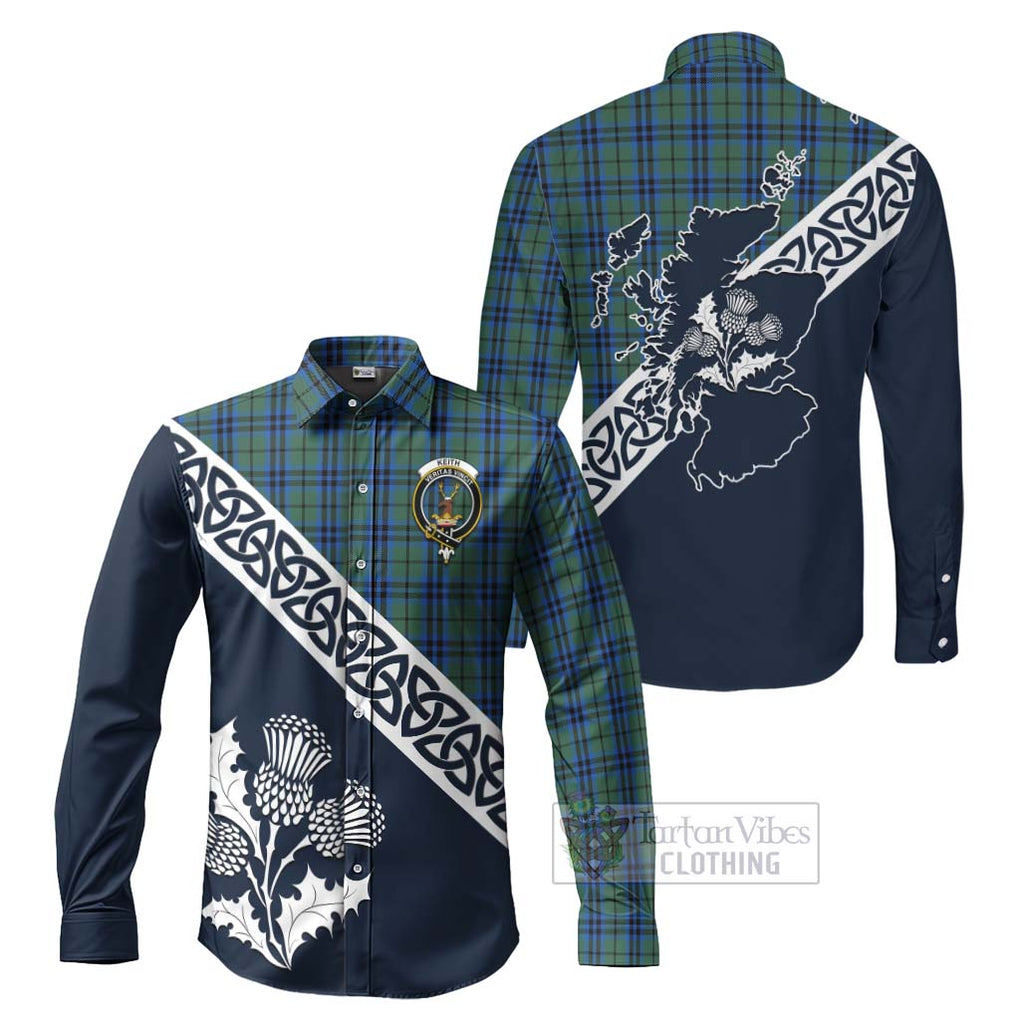 Tartan Vibes Clothing Keith Tartan Long Sleeve Button Shirt Featuring Thistle and Scotland Map