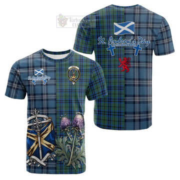 Keith Tartan Cotton T-shirt Happy St. Andrew's Day Half Tartan Style