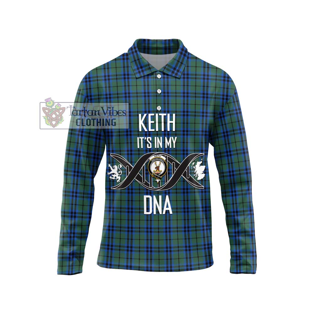 Keith Tartan Long Sleeve Polo Shirt with Family Crest DNA In Me Style Unisex - Tartanvibesclothing Shop