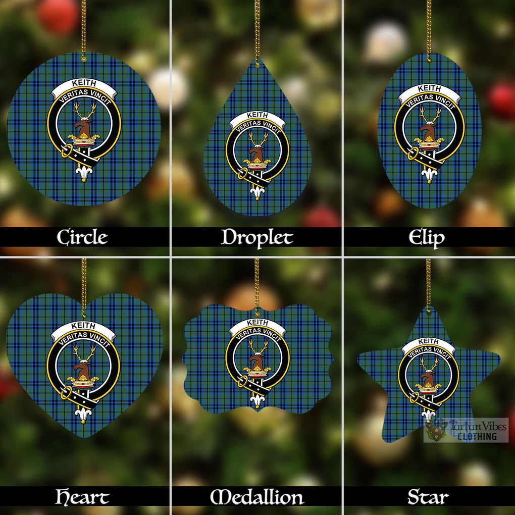 Tartan Vibes Clothing Keith Tartan Christmas Aluminium Ornament with Family Crest