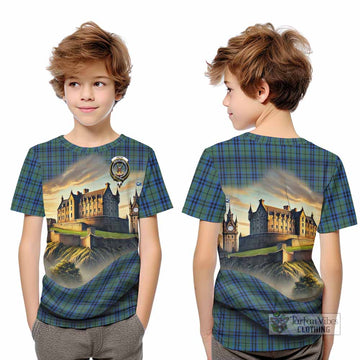 Keith Tartan Family Crest Kid T-Shirt with Scottish Ancient Castle Style - Tartan Vibes Clothing