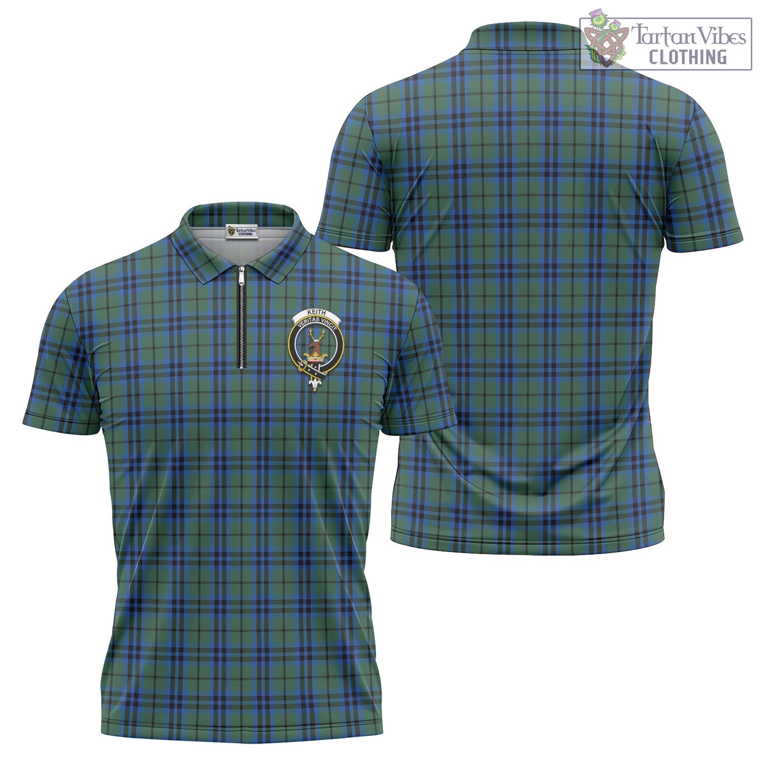 Tartan Vibes Clothing Keith Tartan Zipper Polo Shirt with Family Crest