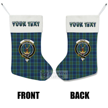 Keith Tartan Family Crest Christmas Stocking with Personalized Text