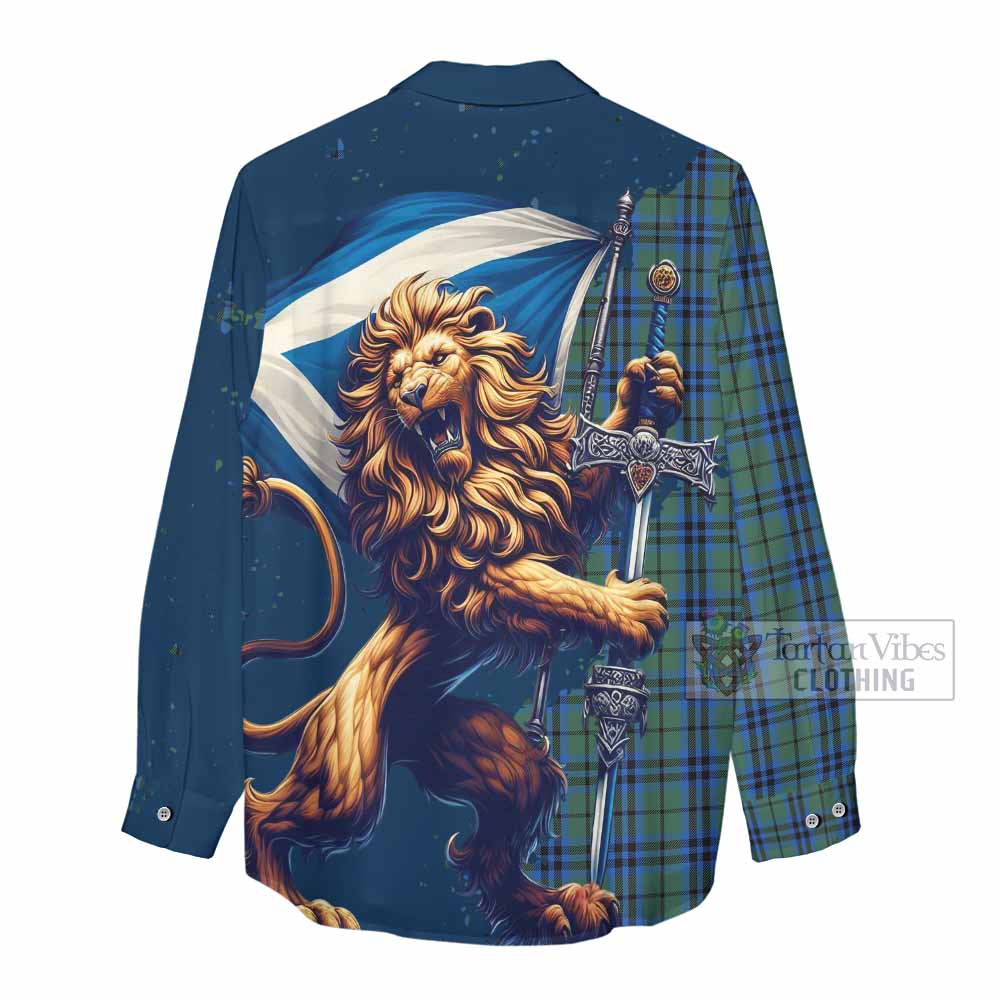 Tartan Vibes Clothing Keith Tartan Family Crest Women's Casual Shirt with Scottish Majestic Lion