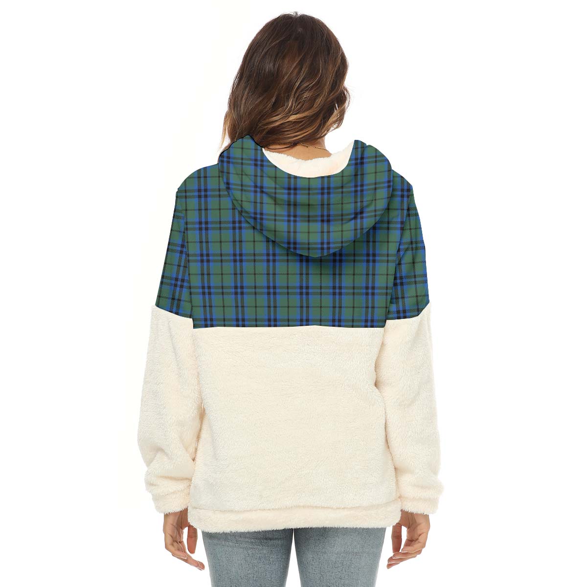 Keith Tartan Women's Borg Fleece Hoodie With Half Zip with Family Crest - Tartan Vibes Clothing