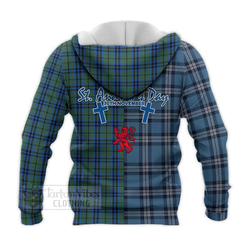 Keith Tartan Knitted Hoodie Happy St. Andrew's Day Half Tartan Style