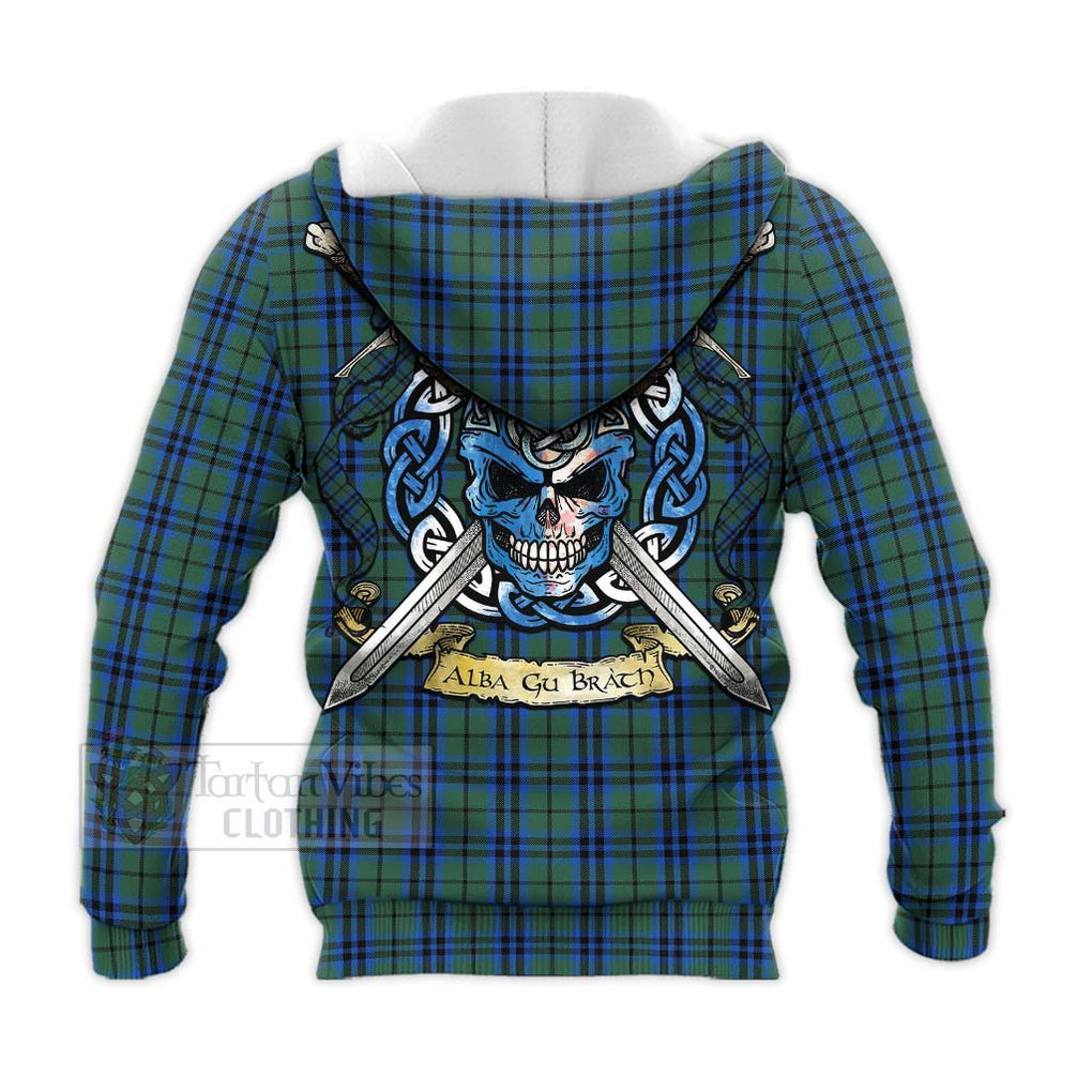 Tartan Vibes Clothing Keith Tartan Knitted Hoodie with Family Crest Celtic Skull Style