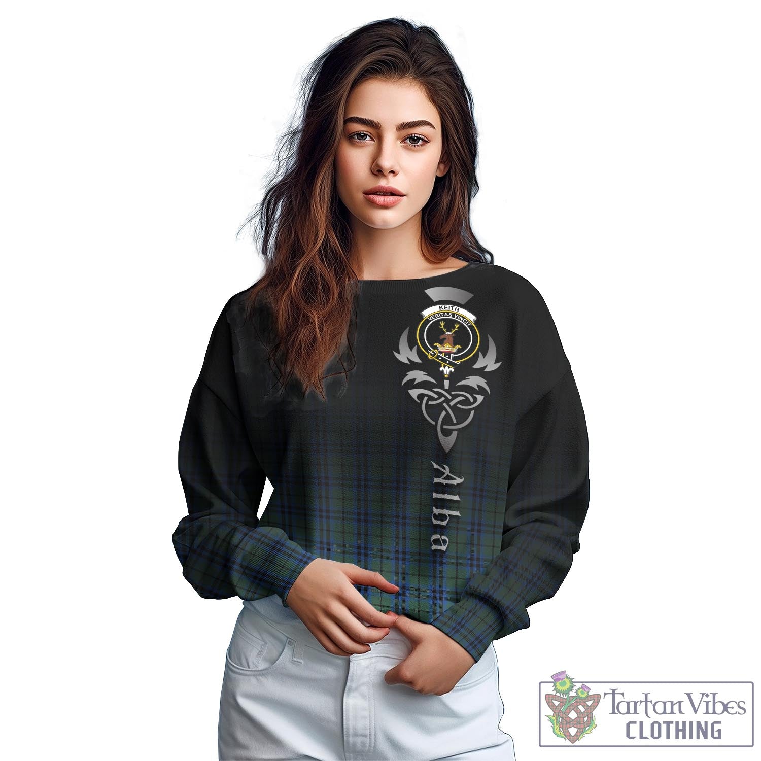 Tartan Vibes Clothing Keith Tartan Sweatshirt Featuring Alba Gu Brath Family Crest Celtic Inspired