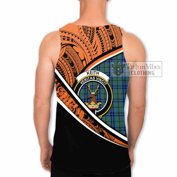 Keith Crest Tartan Men's Tank Top with Polynesian Vibes Style - Orange Version