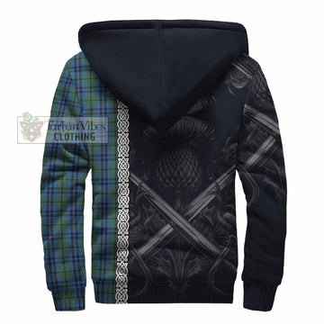 Keith Tartan Sherpa Hoodie with Family Crest Cross Sword Thistle Celtic Vibes