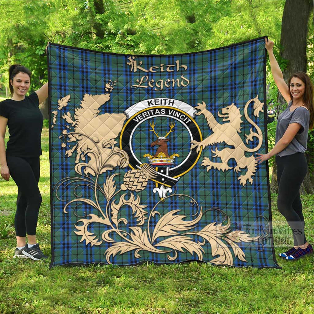 Tartan Vibes Clothing Keith Tartan Quilt with Family Crest and Scottish Symbol Style