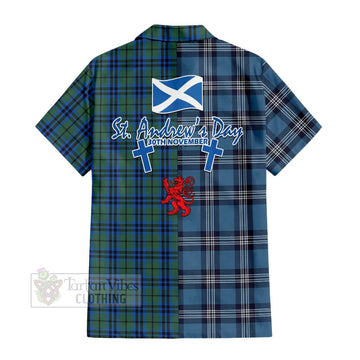 Keith Tartan Short Sleeve Button Shirt Happy St. Andrew's Day Half Tartan Style