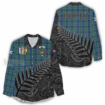 Keith Crest Tartan Women's Casual Shirt with New Zealand Silver Fern Half Style