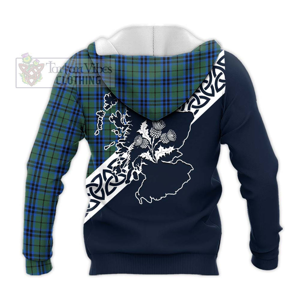 Tartan Vibes Clothing Keith Tartan Knitted Hoodie Featuring Thistle and Scotland Map