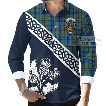 Keith Tartan Long Sleeve Button Shirt Featuring Thistle and Scotland Map