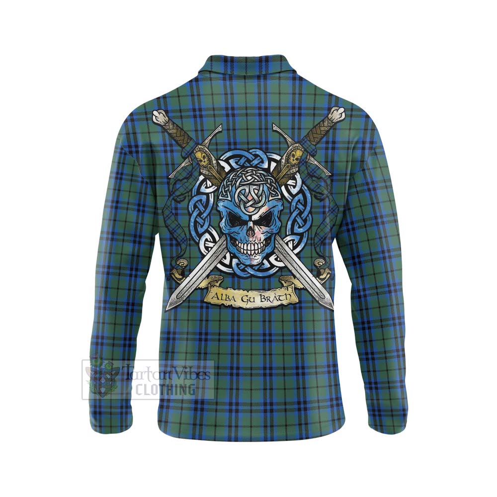 Tartan Vibes Clothing Keith Tartan Long Sleeve Polo Shirt with Family Crest Celtic Skull Style