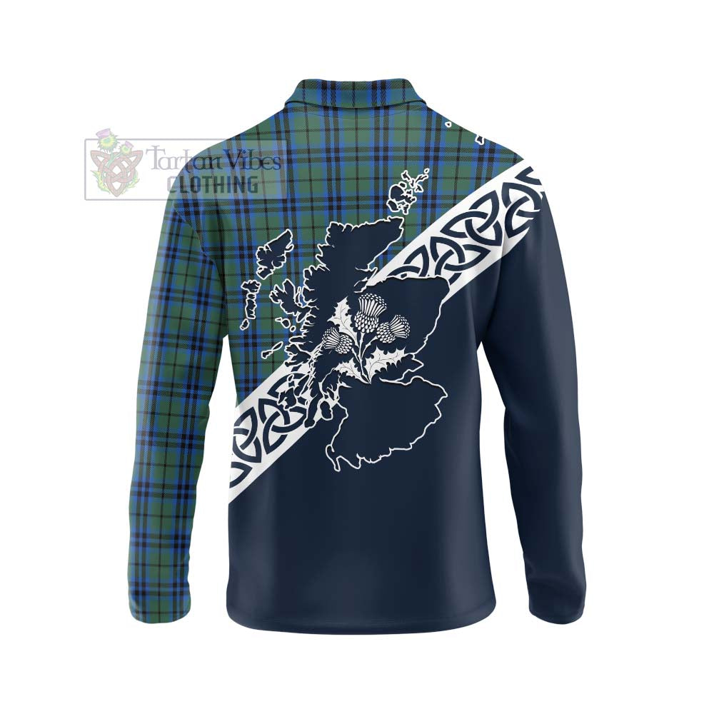 Tartan Vibes Clothing Keith Tartan Long Sleeve Polo Shirt Featuring Thistle and Scotland Map