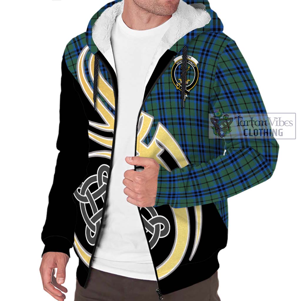 Keith Tartan Sherpa Hoodie with Family Crest and Celtic Symbol Style - Tartan Vibes Clothing