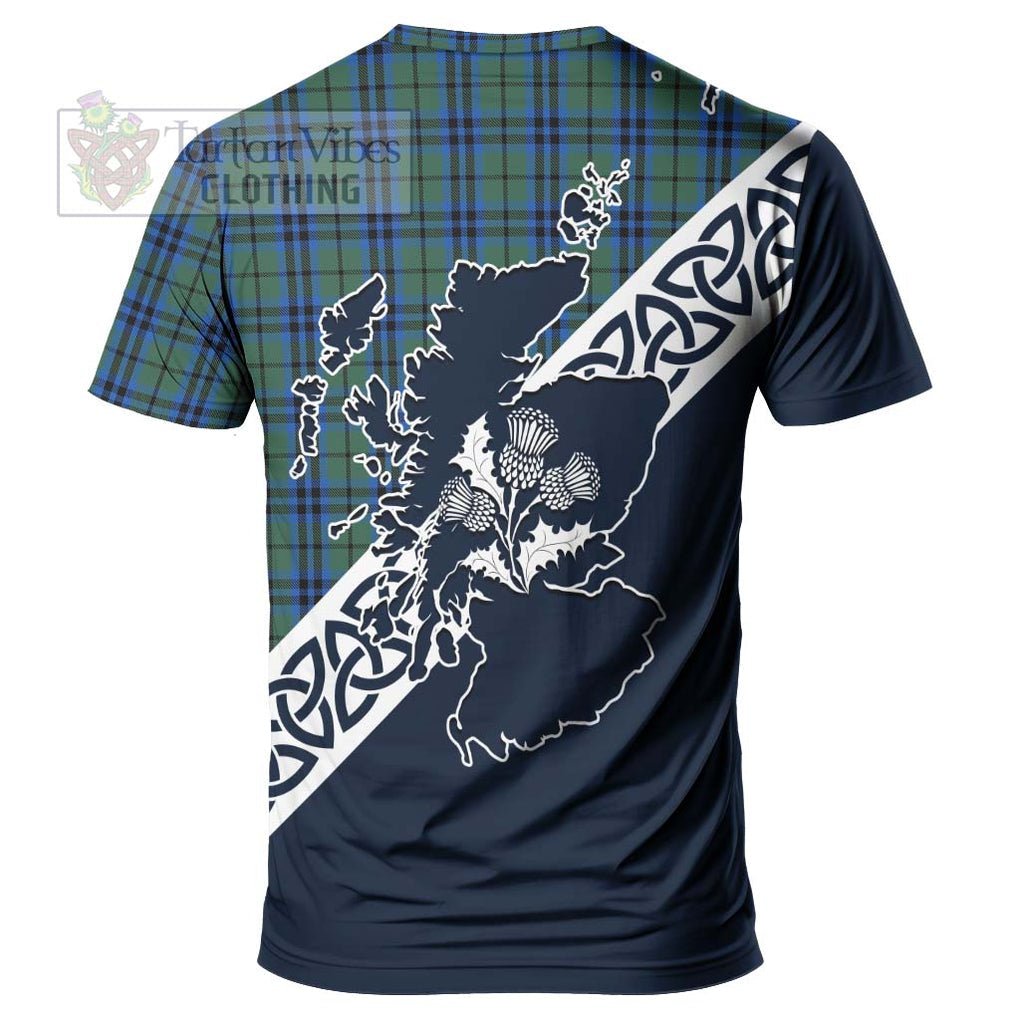 Keith Tartan T-Shirt Featuring Thistle and Scotland Map