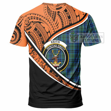 Keith Crest Tartan T-Shirt with Polynesian Vibes Style - Orange Version