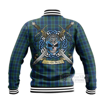 Keith Tartan Baseball Jacket with Family Crest Celtic Skull Style