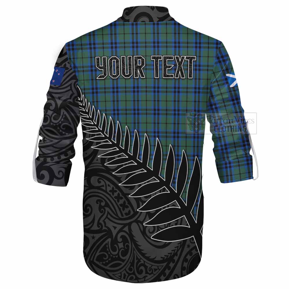 Tartan Vibes Clothing Keith Crest Tartan Ghillie Kilt Shirt with New Zealand Silver Fern Half Style