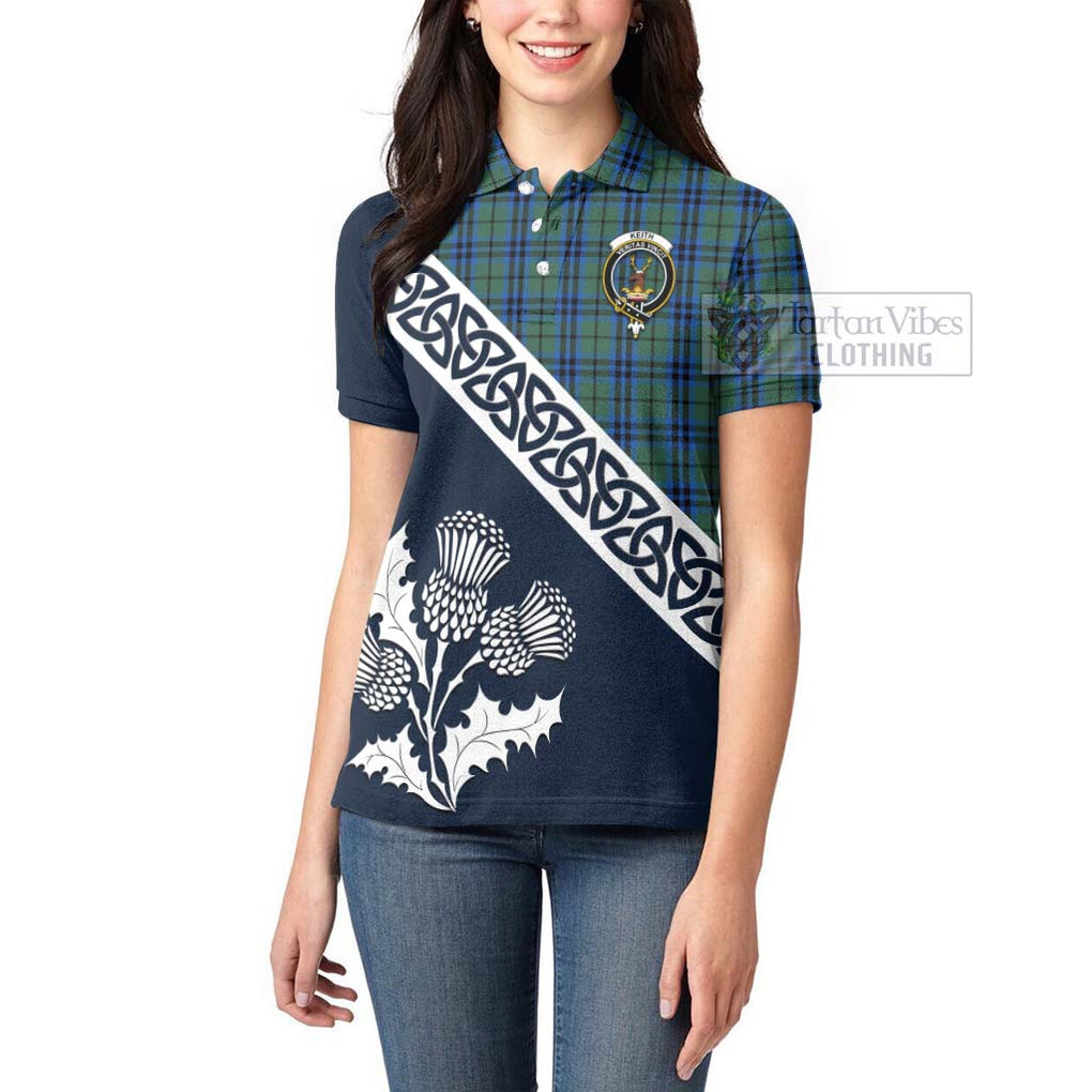 Tartan Vibes Clothing Keith Tartan Women's Polo Shirt Featuring Thistle and Scotland Map