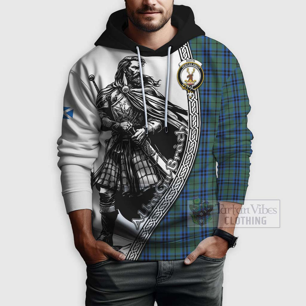 Tartan Vibes Clothing Keith Tartan Clan Crest Hoodie with Highlander Warrior Celtic Style