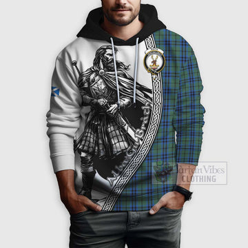 Keith Tartan Clan Crest Hoodie with Highlander Warrior Celtic Style