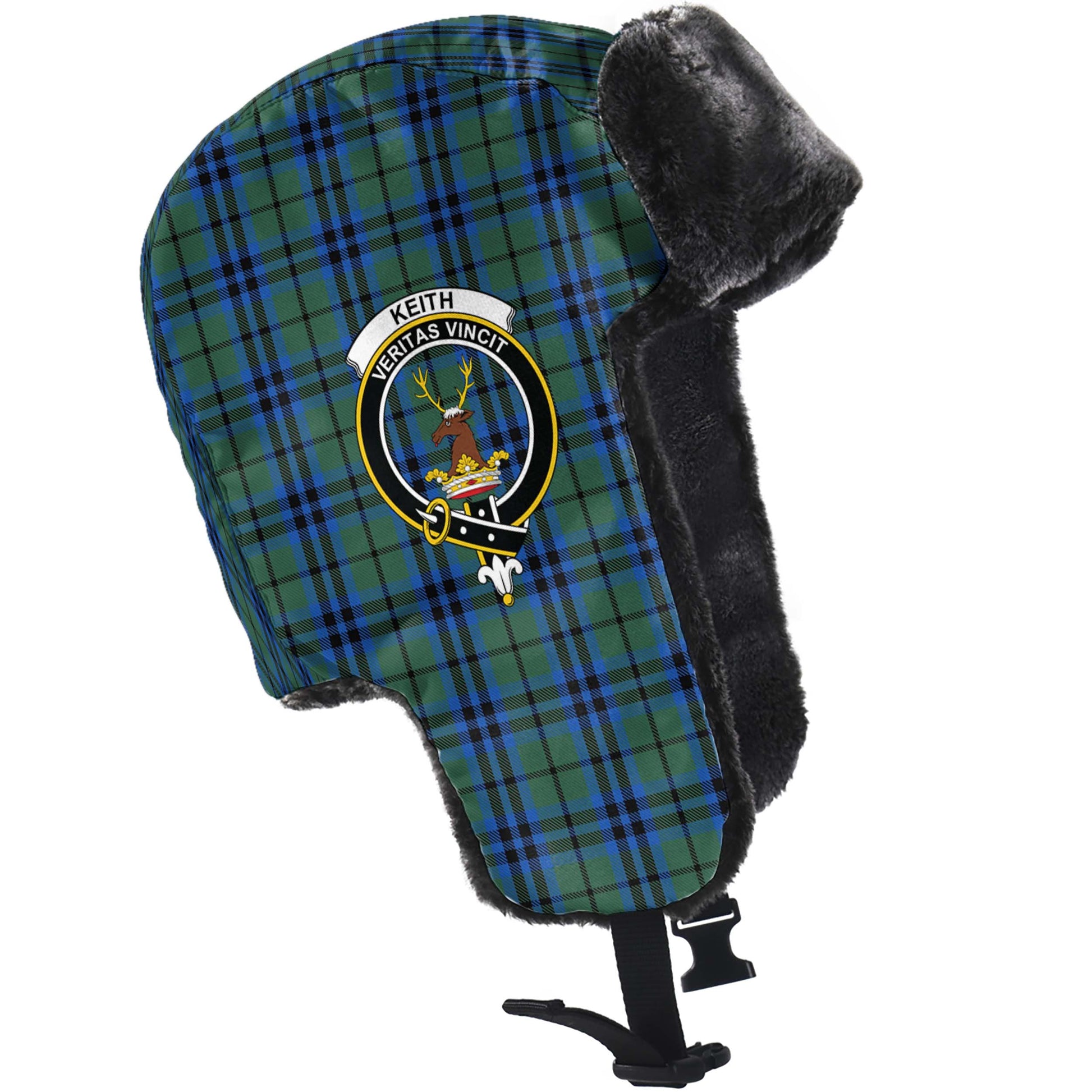 Keith Tartan Winter Trapper Hat with Family Crest - Tartanvibesclothing