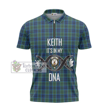 Keith Tartan Zipper Polo Shirt with Family Crest DNA In Me Style