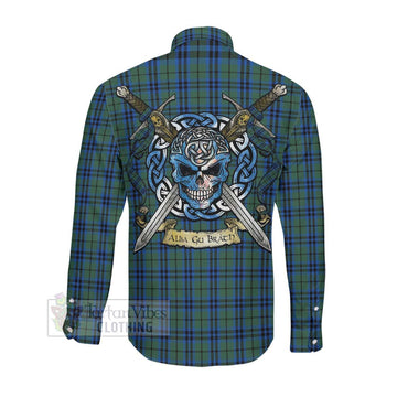 Keith Tartan Long Sleeve Button Shirt with Family Crest Celtic Skull Style