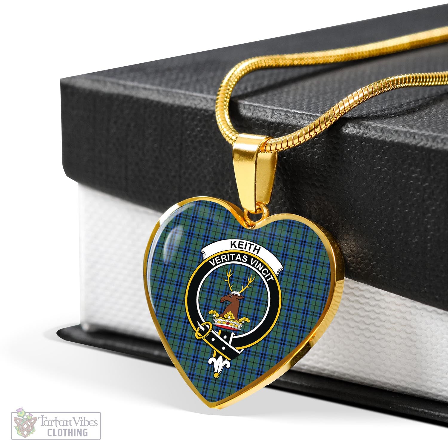 Tartan Vibes Clothing Keith Tartan Heart Necklace with Family Crest