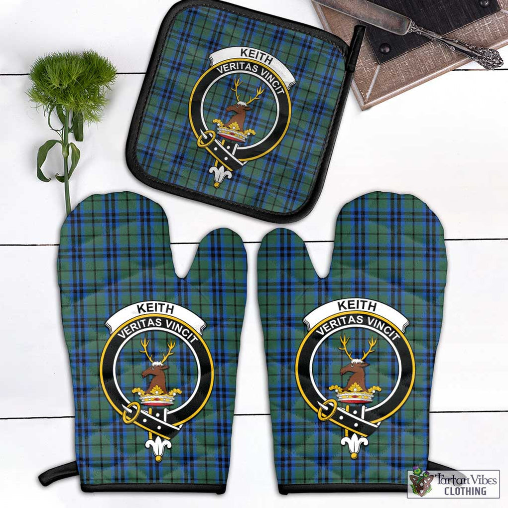 Keith Tartan Combo Oven Mitt & Pot-Holder with Family Crest Combo 1 Oven Mitt & 1 Pot-Holder Black - Tartan Vibes Clothing