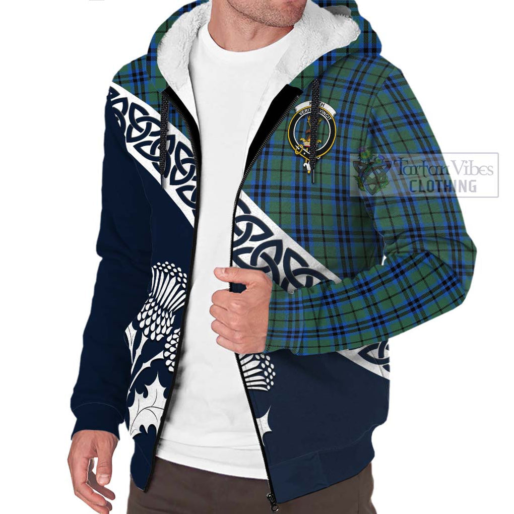 Tartan Vibes Clothing Keith Tartan Sherpa Hoodie Featuring Thistle and Scotland Map