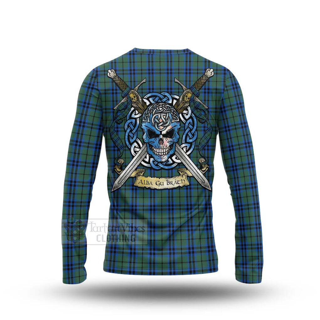 Tartan Vibes Clothing Keith Tartan Long Sleeve T-Shirt with Family Crest Celtic Skull Style