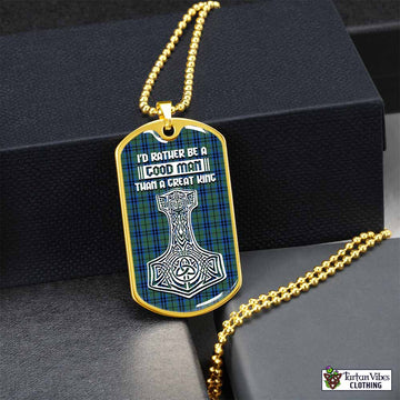 Keith Tartan Dog Tag Necklace Viking Mjolnir Style