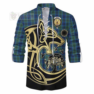 Keith Tartan Ghillie Kilt Shirt with Family Crest Celtic Wolf Style