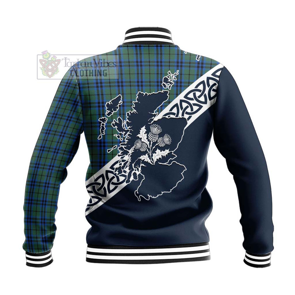 Tartan Vibes Clothing Keith Tartan Baseball Jacket Featuring Thistle and Scotland Map