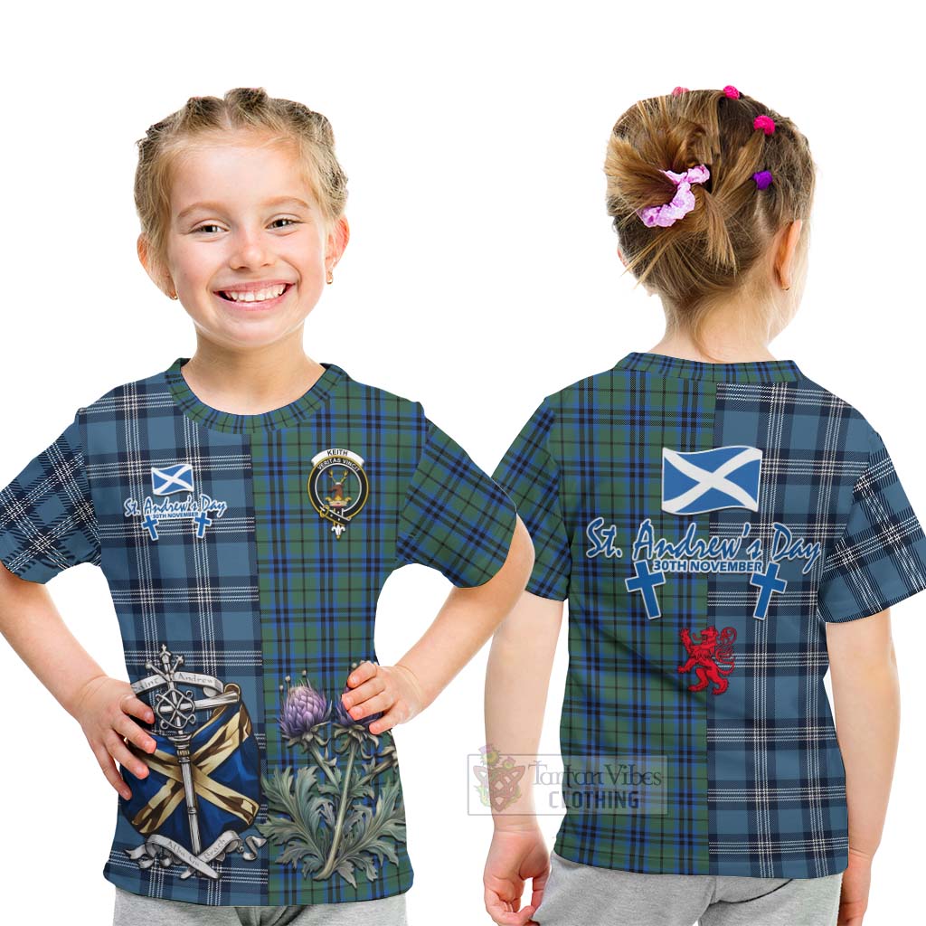 Tartan Vibes Clothing Keith Tartan Kid T-Shirt Happy St. Andrew's Day Half Tartan Style