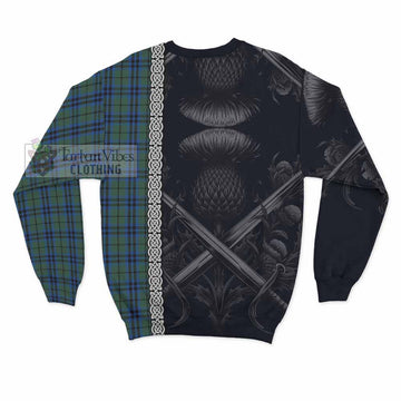 Keith Tartan Sweatshirt with Family Crest Cross Sword Thistle Celtic Vibes