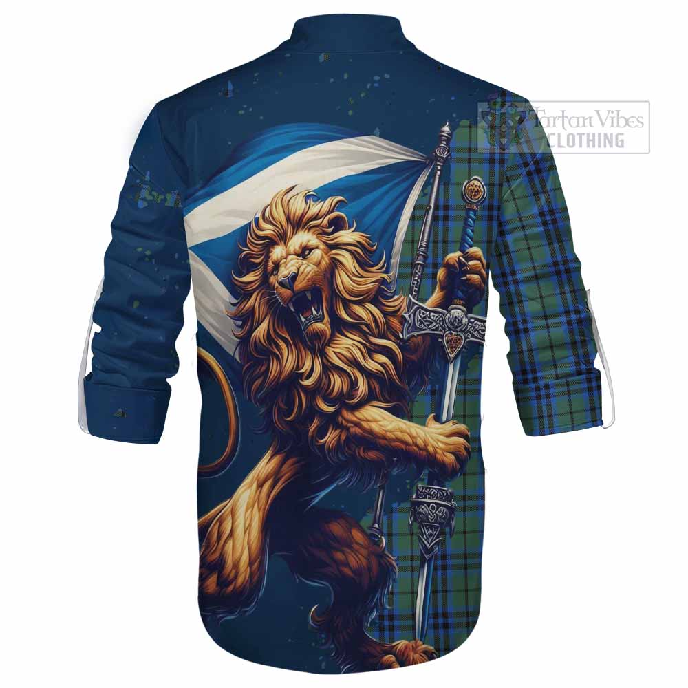 Tartan Vibes Clothing Keith Tartan Family Crest Ghillie Kilt Shirt with Scottish Majestic Lion